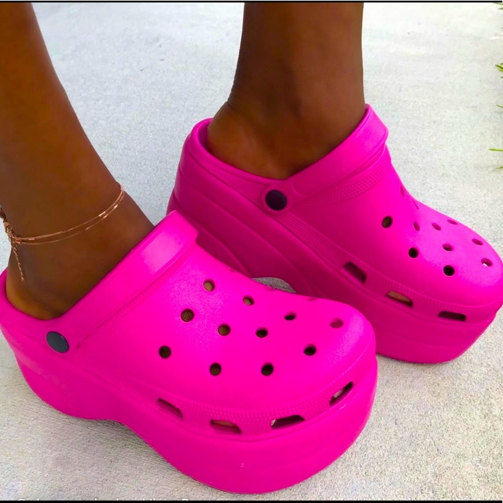 Pink Platform Crocs